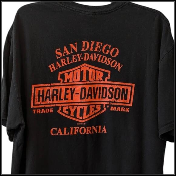 HARLEY DAVIDSON MOTORCYCLES Shock Absorber Black T-shirt San Diego, CA Men's L - Picture 3 of 6